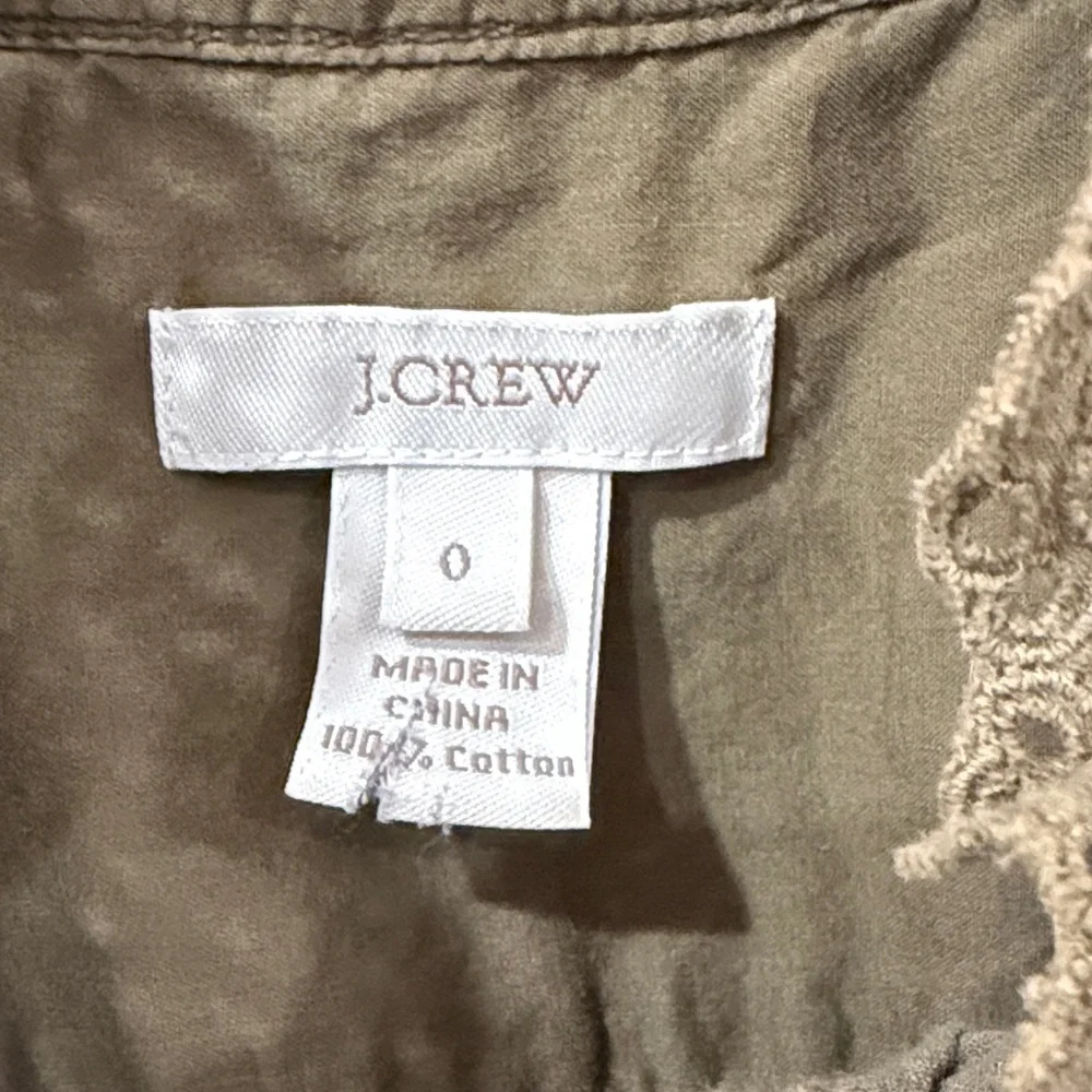 EUC J. Crew Olive Ruffle Blouse
